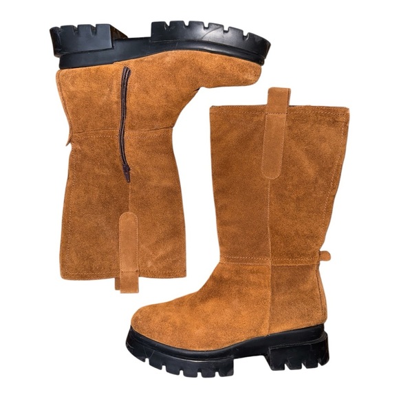 Brown Heeled Boots with Chunky Sole and Knee-High Design - Picture 1 of 6